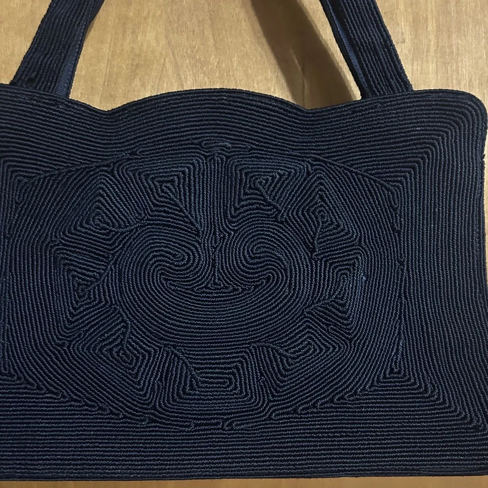 Vintage Genuine Navy Corde Handbag Purse with‎ Change Purse